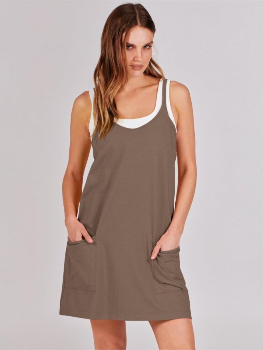 Athletic Mini Romper Dress with Built-in Shorts - Picture 2 of 9